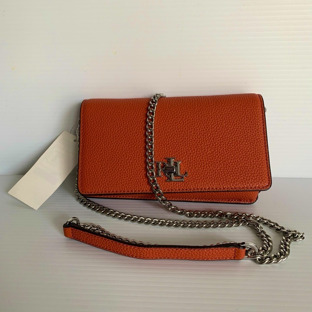 Ralph Lauren Crossbody Turn-Lock Tech Case Bag Rust Orange NWT